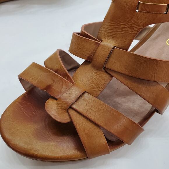 Restricted Womens Size 6.5 Leather Strappy 2" Wedge Heel Sandals Open Toe Casual - Picture 7 of 15